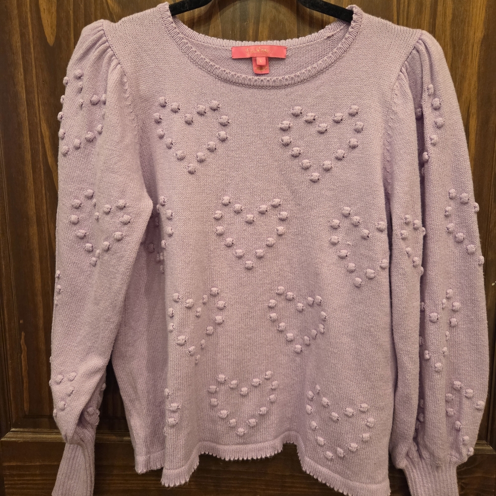 Lilly Pulitzer Purple Heart Pattern Sweater
